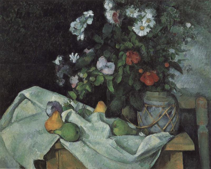 Still Life with Flowers and Fruit, Paul Cezanne